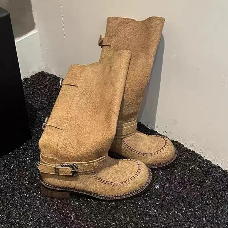 Long Boots for Women's Designer Mid Heels Shoes Winter Chunky Chelsea Boots 2025 Walking Gothic Boots New Trend Mujer De Botas