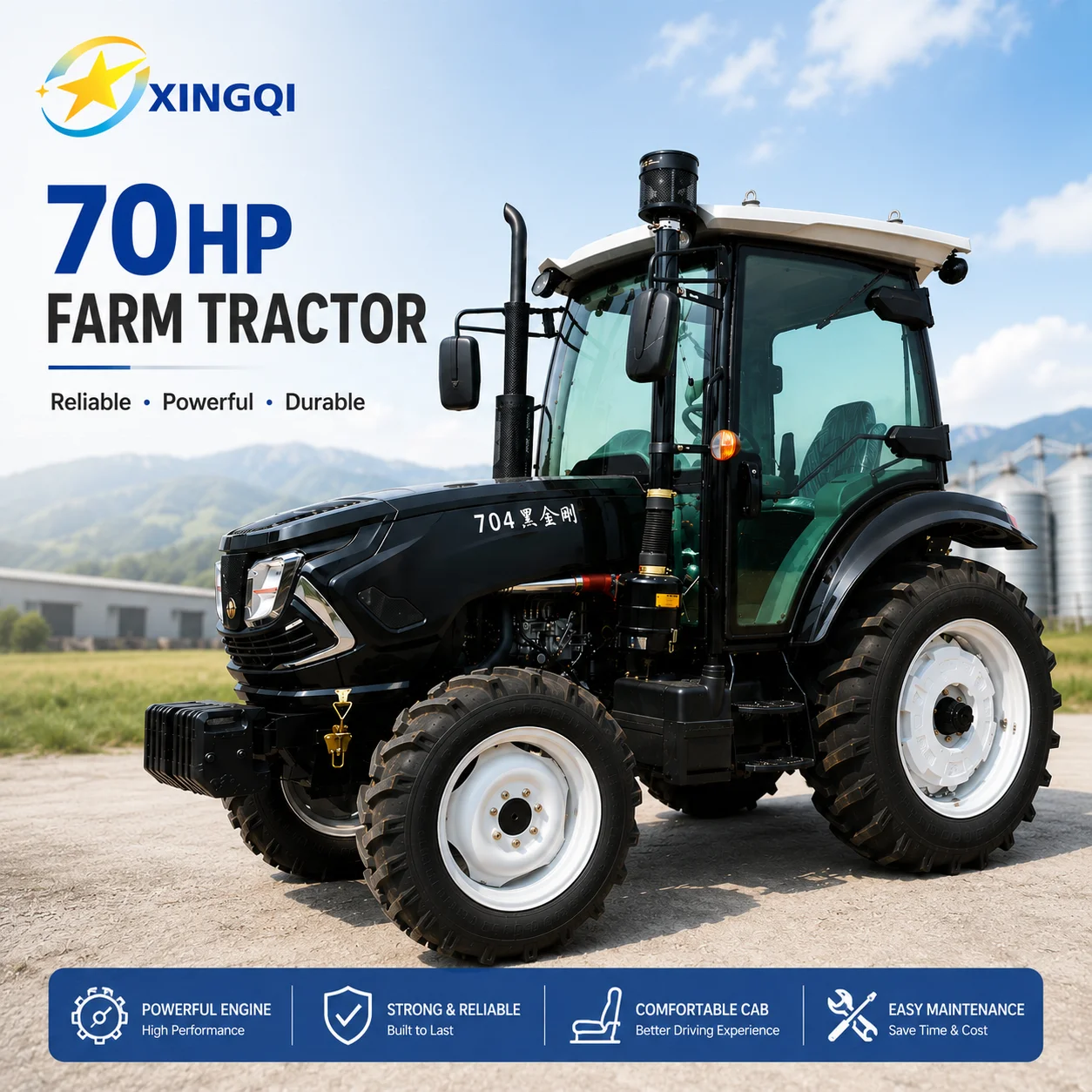 70HP 4WD Farm Tractor TE Bridge Reliable Agricultural Machinery for Grassland Management