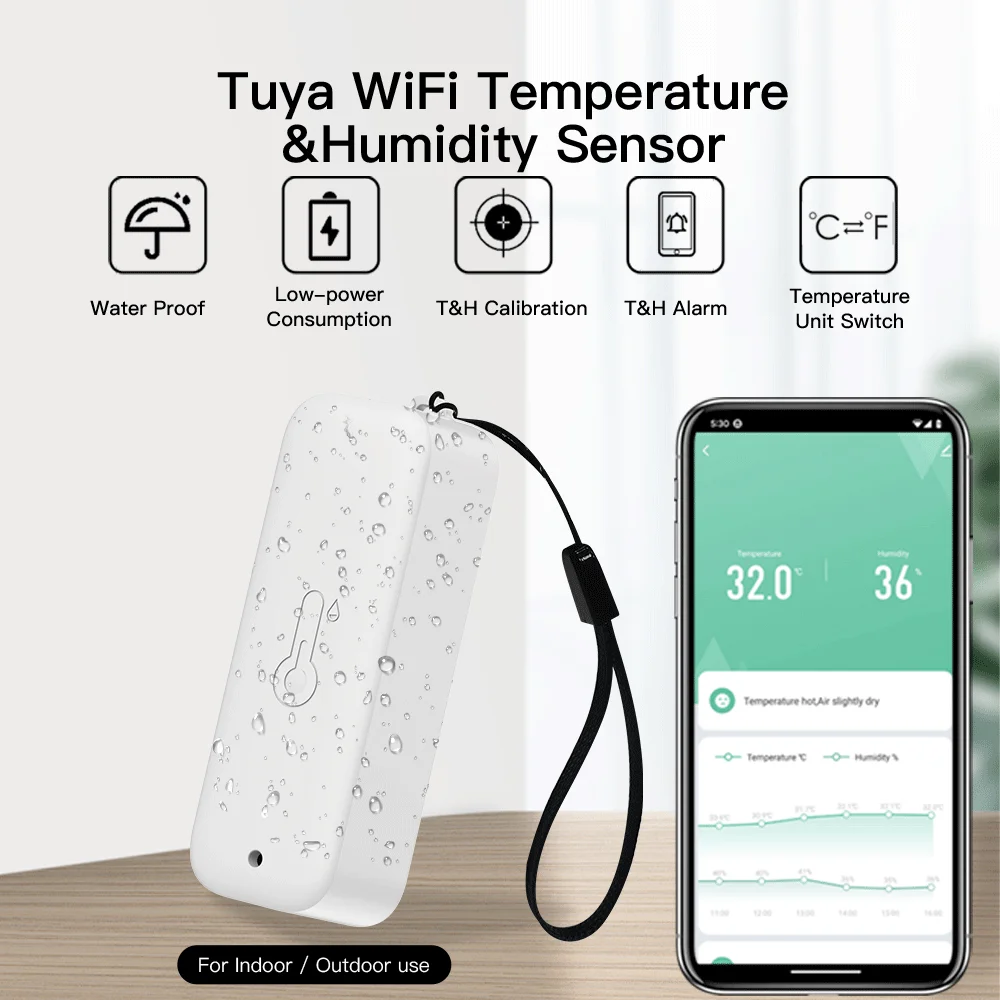 Waterproof Temperature Humidity Sensor WiFi Zigbee  Thermometer APP Remote Control Monitoring Work with Tuya Smart Life Alexa