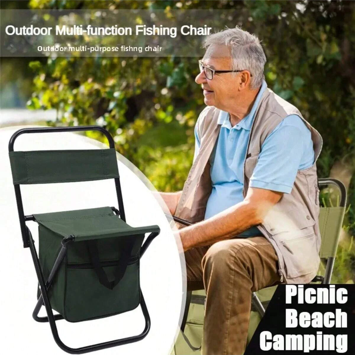 

Многофункциональный складной стул для пикника и кемпинга на открытом воздухе, портативный, с сумкой, сверхлегкий, для рыбалки, путешествий, аксессуар для рыбалки