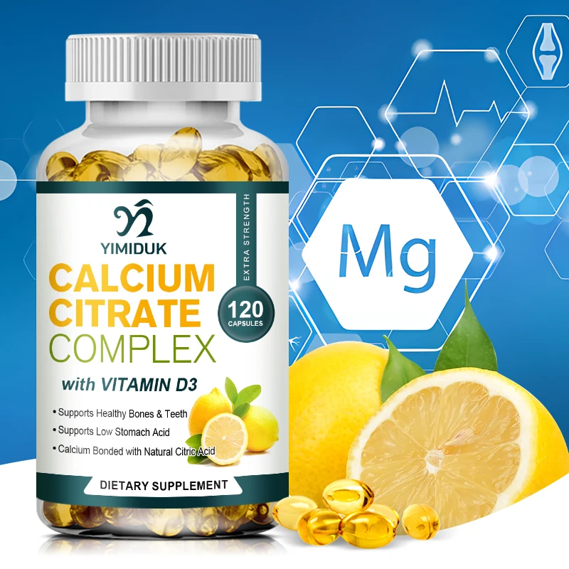 

Calcium Citrate Complex Capsules & Vitamin D3 Calcium Bone Muscle Nerve Health Blood Pressure Mineral Supplement for Women & Men