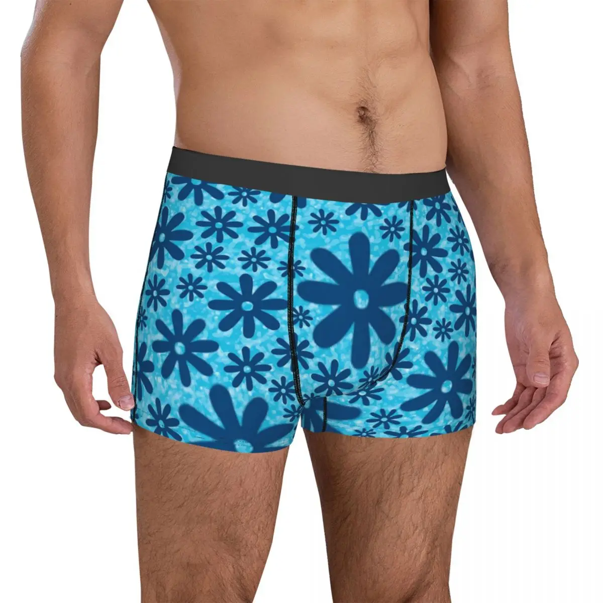 Blue Daisy Print Underwear Retro Flowers Custom Trunk Hot Man Underpants Classic Shorts Briefs Birthday Present