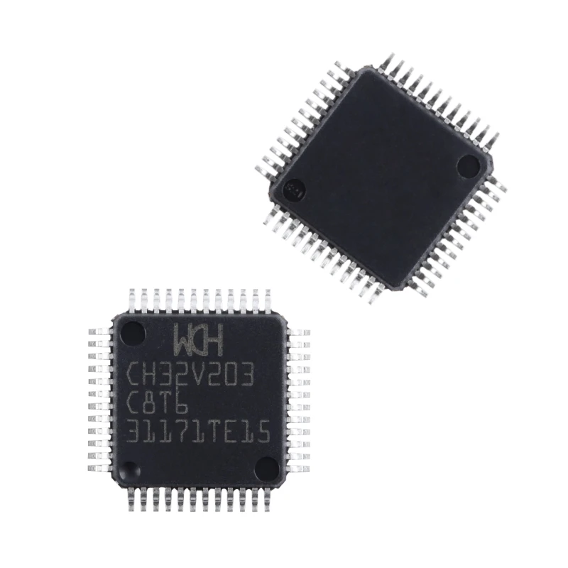 الأصلي حقيقية CH32V203C8T6 LQFP-48 RISC-V الأساسية 32 بت متحكم MCU ، 100% شريحة جديدة تمامًا
