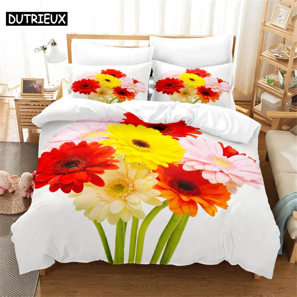 

Colorful Daisy Queen Bedding Set Duvet Cover Kids Bedroom Bed Set Comforter Cover Set King Size Duvet Cover Set Bedding Sets