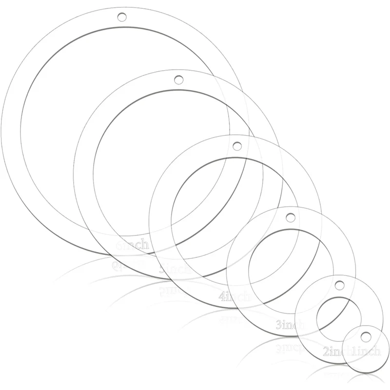 

A25F-прозрачная швейная линейка, набор из 6 шт., круг для квилтинга, акриловый шаблон 1/2 3/4 5/6 дюймов для квилтинга