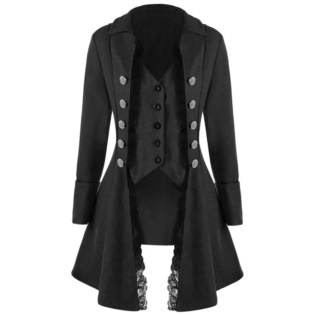 

loween Women's Long Coat Irregular Top Asymmetrical Design Slim Fit Windbreaker Pure Color Polyester Fiber Casual Jaet