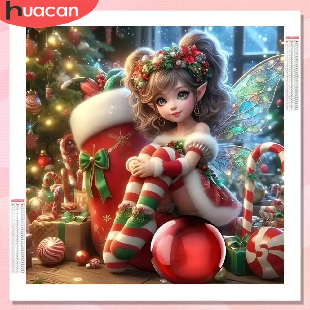 

HUACAN алмазная живопись девушка портрет полная круглая дрель украшение для дома Алмазная мозаика рождественские сапоги вышивка крестиком