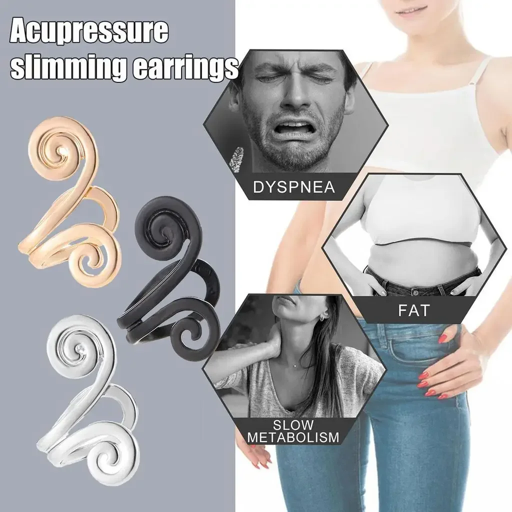 2pcs Acupressure Slimming Earrings Healthcare Weight Loss Non Piercing Earrings Slimming Healthy Stimulating Gallstone Ear Clip