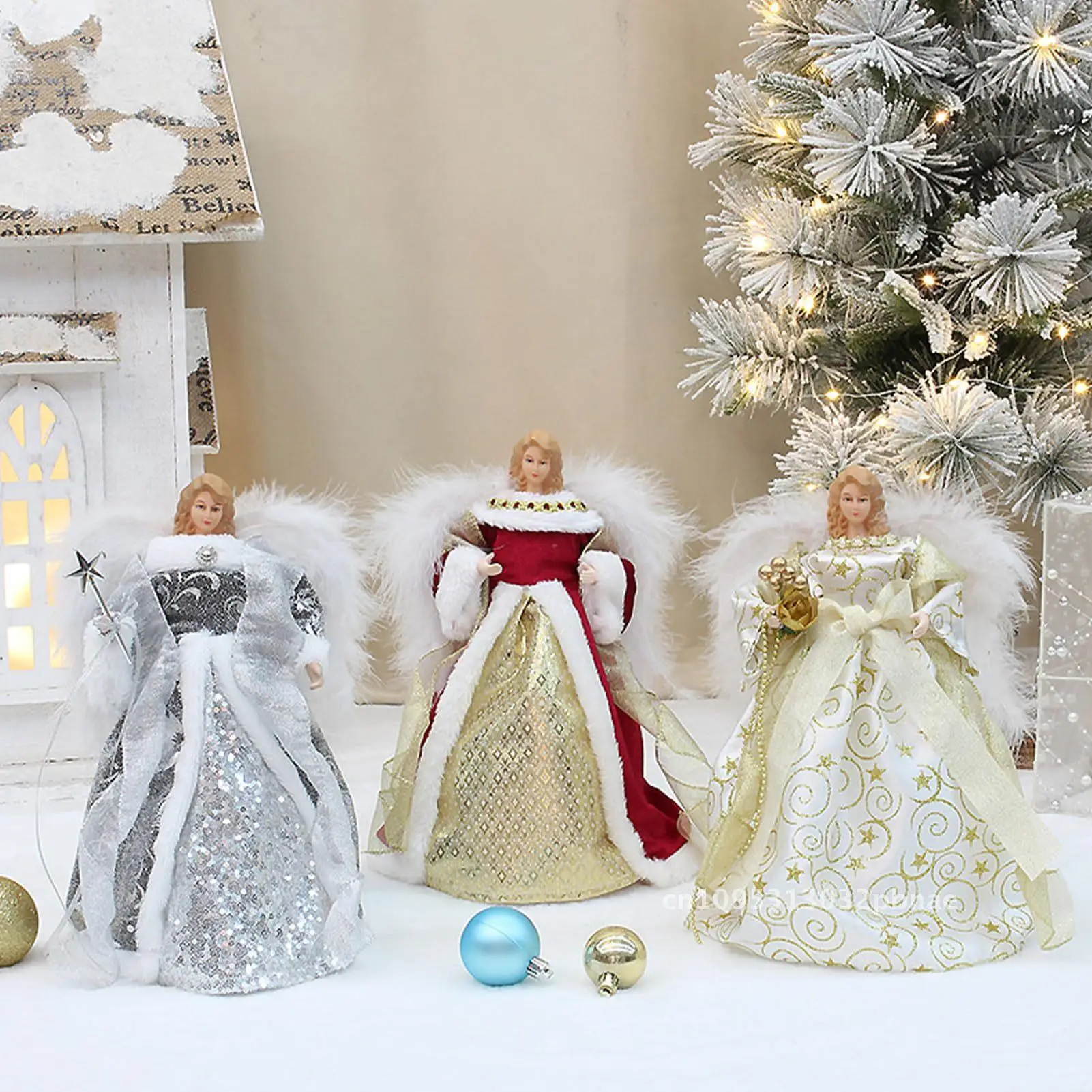 

Новые рождественские креативные плюшевые крылья ангел елка верхняя звезда украшение Рождественская елка атмосфера украшение орнамент орнамент