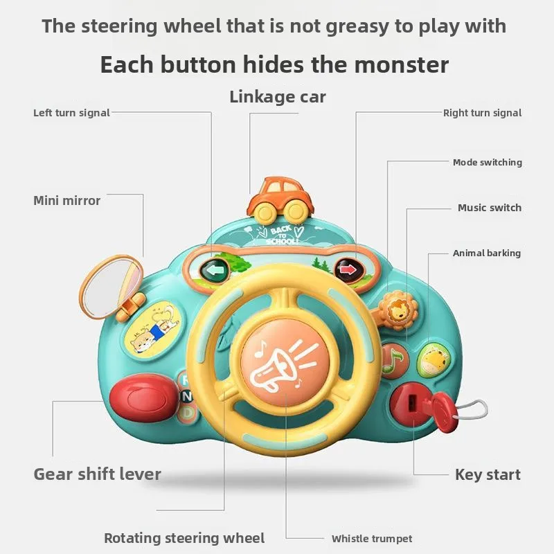 

Children's educational early education steering wheel simulation car educational fun music toys