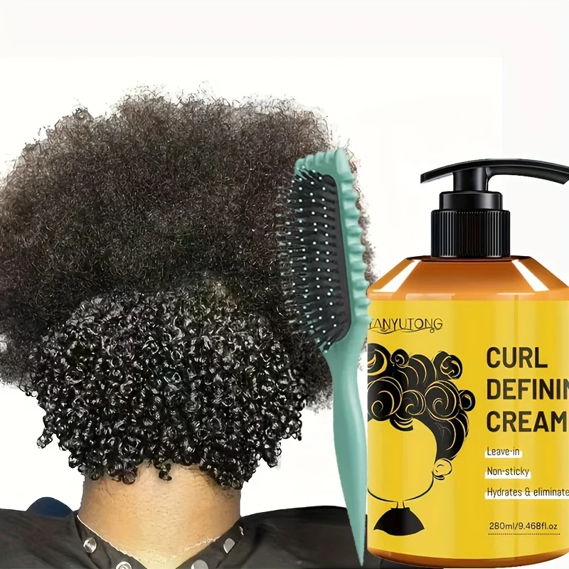 Curl Styling Cream with Wavy Curl Comb, Moisturizing and Silky Formula, Enhancing the Elastic Shine of Curls, Easy to Style