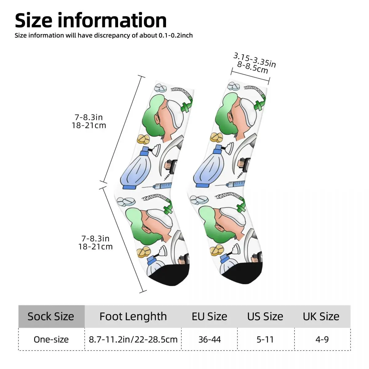 Anesthesia Medical Theme Cartoon Pattern Socks Spring Stockings Unisex Men Quality Socks Graphic Skateboard Anti Skid Socks