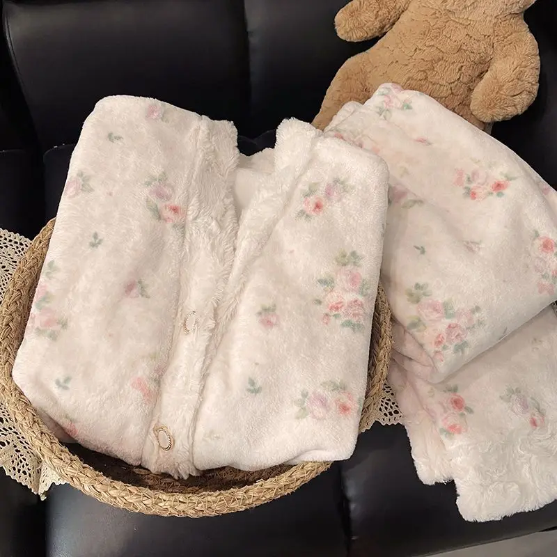 

Женский пижамный комплект, зимняя домашняя одежда из кораллового флиса, милая, сохраняющая тепло, утепленная одежда для сна на флисовой подкладке, милый комплект ночного белья с героями мультфильмов
