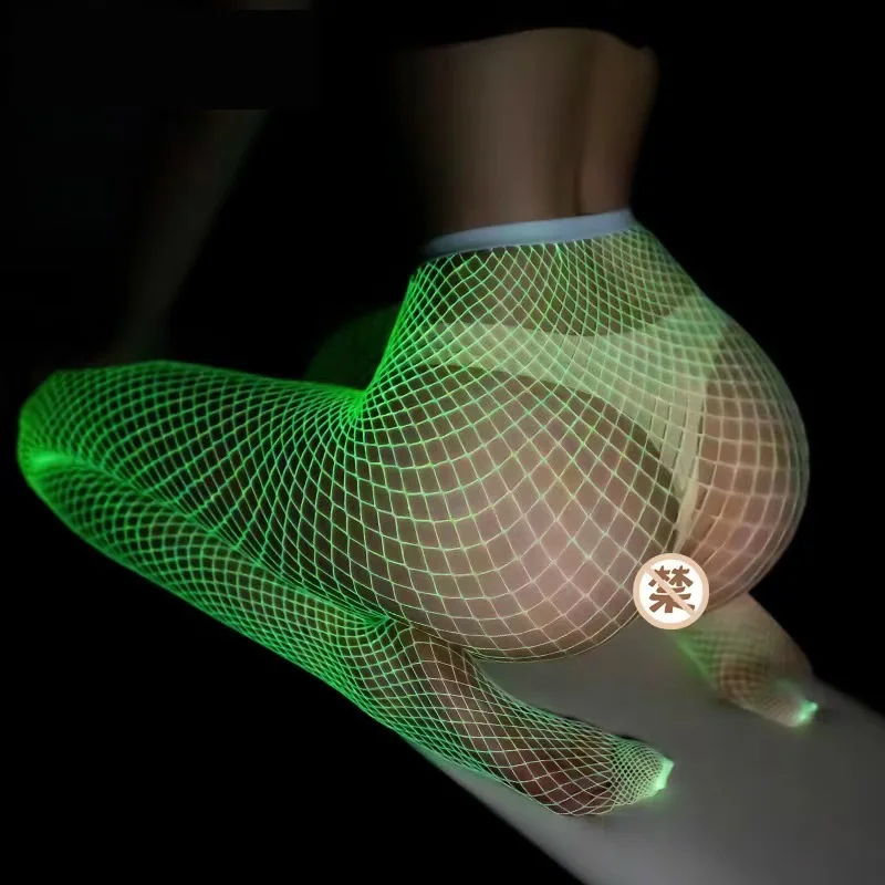 

Luminous Fishnet Stockings for Moving Sexy Mesh Leggings Tights High Waist Perspective Glow In The Dark Fishnet Stockings