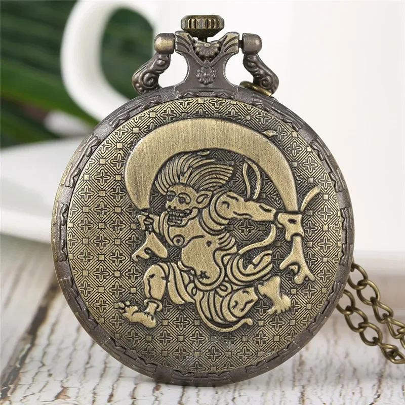 Retro Pocket Watch Arabic Number Quartz Movement Clock for Men Women Open Face Watches Alloy Necklace Chain Collectable Reloj