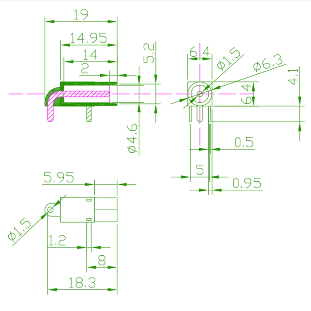 EE-B04 3 Ổ Cắm Cho DIN42802 Kết Nối 1.5Mm