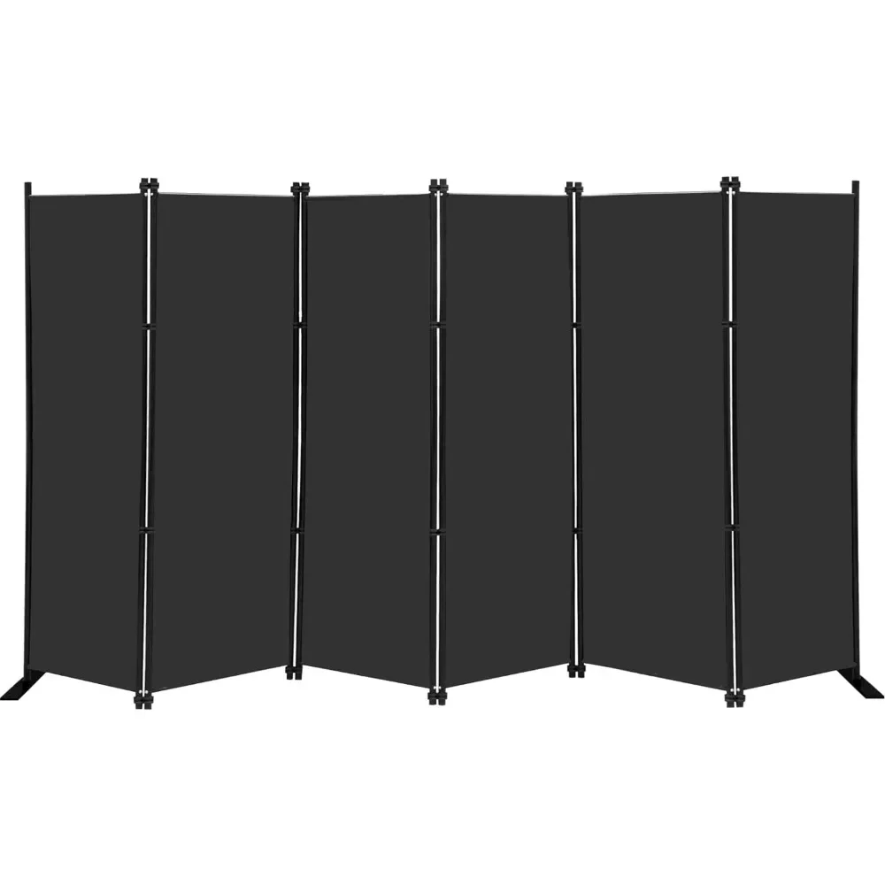 

6 Panel Folding Privacy Screen 9ft Wide, 6ft Tall Partition Room Divider Portable Office Walls Dividers, Black