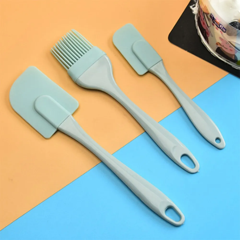 3pcs Kitchen Silicone Spatulas Rubber Scraper Heat Resistant /////Cooking Spatula Non //////Double Sided Cream ///////Oil Brush