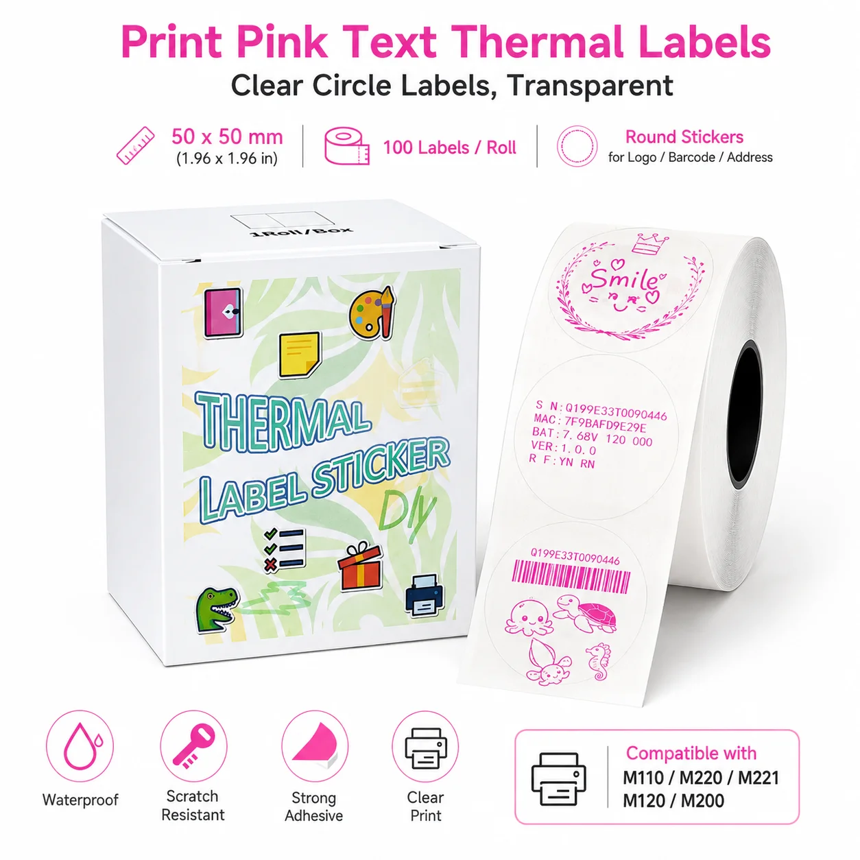Thermal Coated Paper Price Tags Clear Adhesive Labels Transparent P Phomemo M110S Strong Adhesion Waterproof Roll Direct Label f