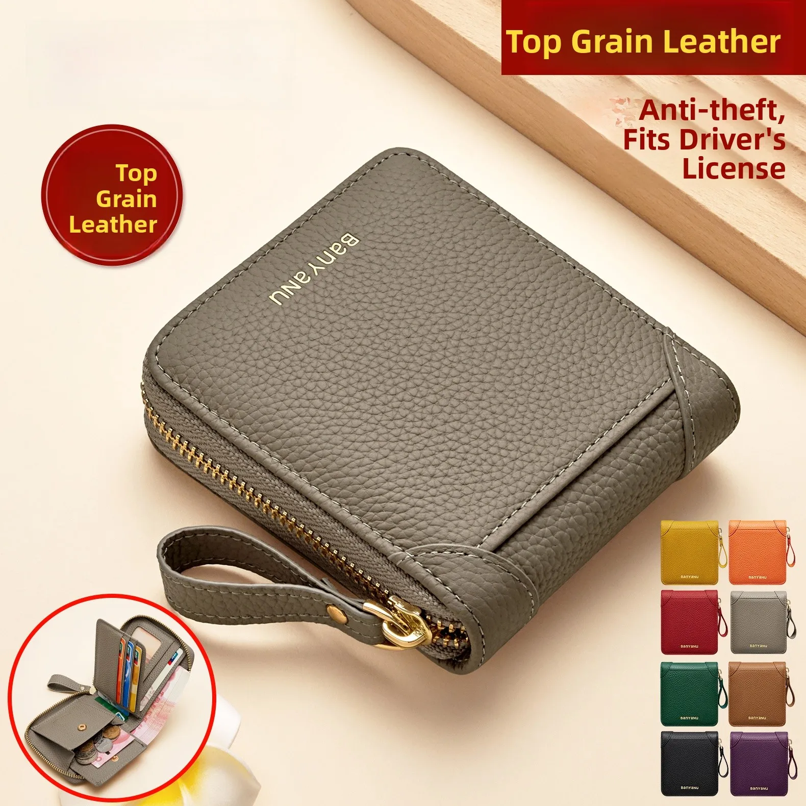high-quality-top-layer-cowhide-zipper-wallet-large-capacity-driver's-license-card-holder-multi-functional-men's-style-leather