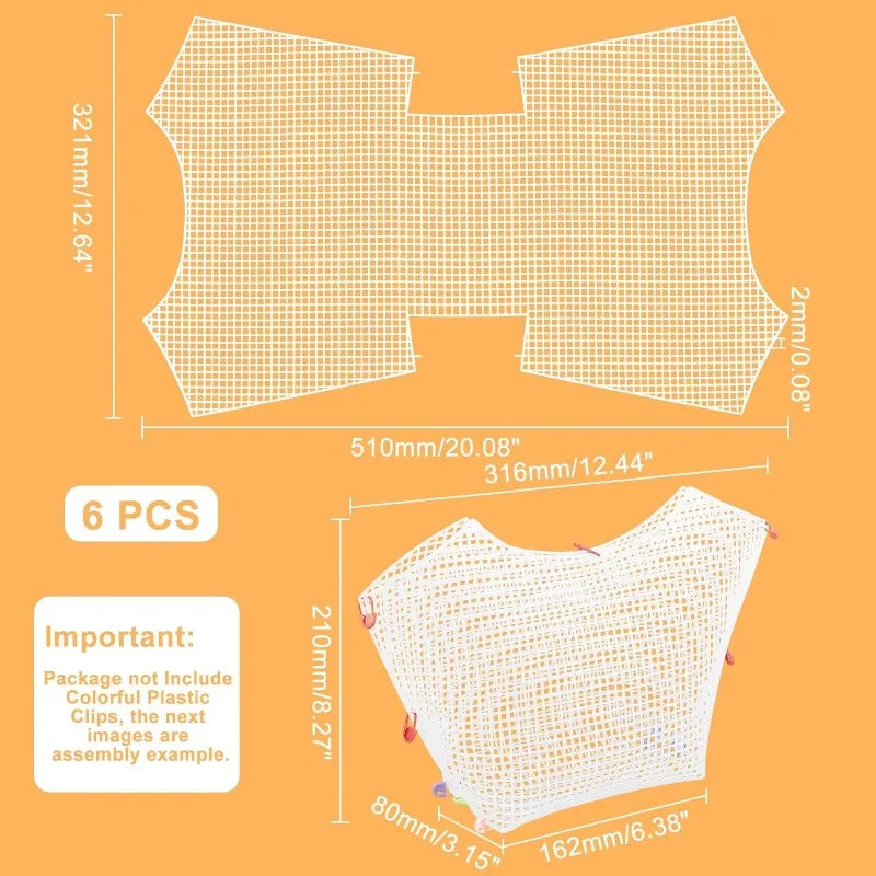 6 Sets Clear Mesh Plastic Canvas Sheets for Embroidery Blank Needlepoint Canvas Sheets for Crochet Bag Making DIY Purse Cross