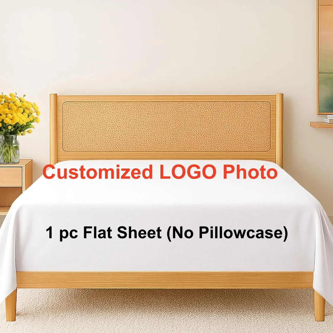Customized LOGO Photo Cartoon Flat Sheets Soft Bedding Sheet Anime Bed Sheet for Queen King Twin Size Kids Gift Custom Bed Cover