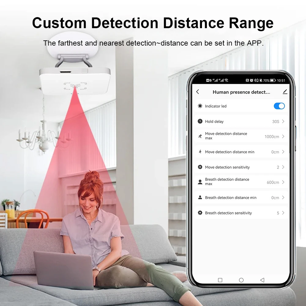 24G Tuya WiFi Zigbee Human Presence Sensor MmWave Radar Detector Luminance/Distance Detection Smart Life Home Automation for Goo - Image 5
