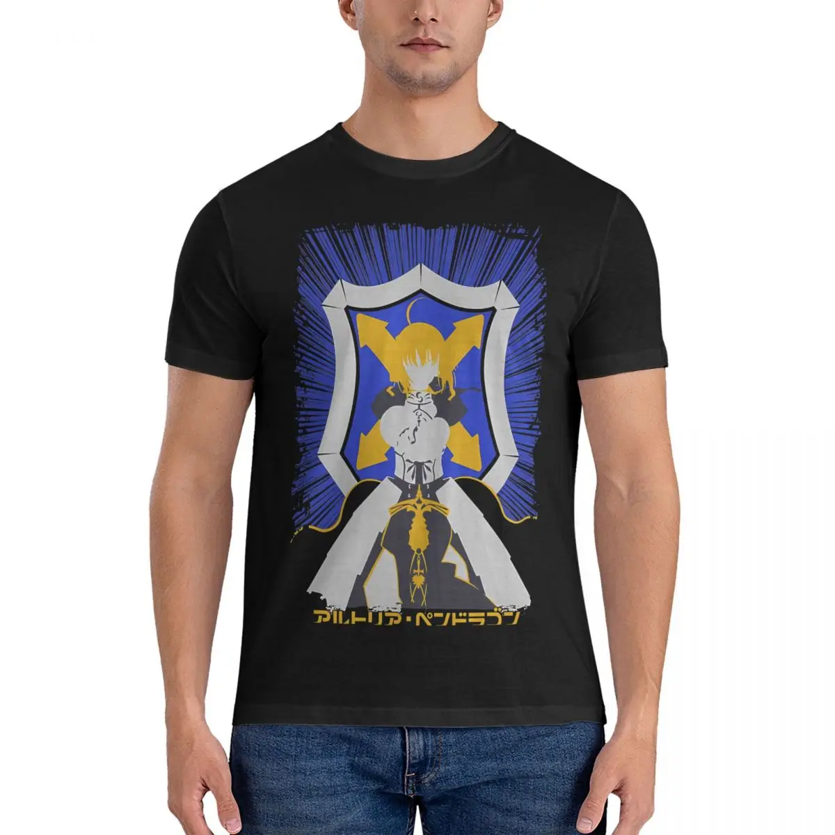 Men's Fate Saber Artoria Pendragon T Shirt Grand Order 100% Cotton Clothing Funny Short Sleeve O Neck Tees Gift Idea T-Shirt