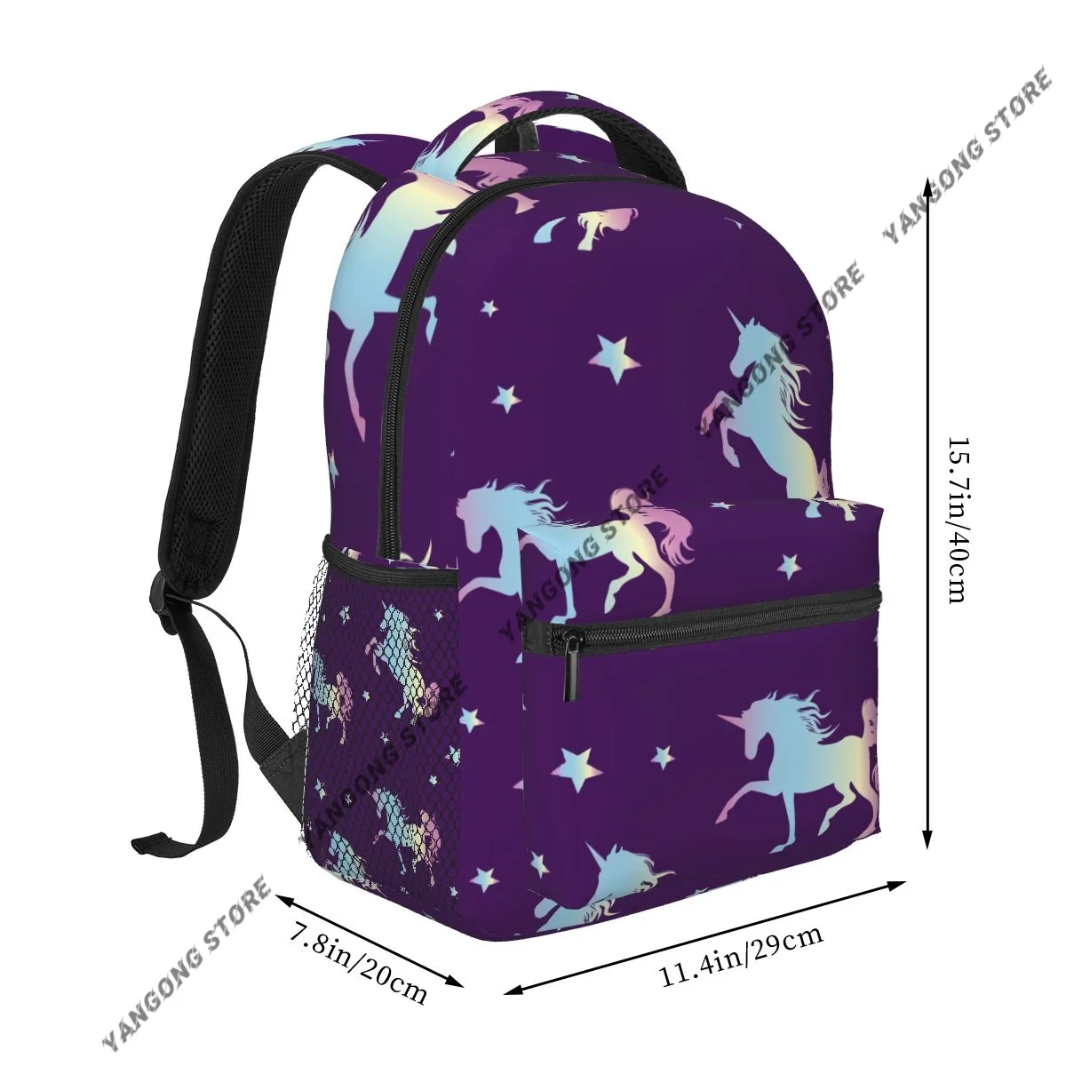 Backpack Casual Travel Bag Holographic Magic Unicorn With Stars Purple School Bag Fashion Shoulder Bag For Teenage Girl Bagpack