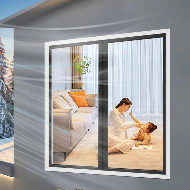 Winter Warm Curtains Windproof Airtight DIY Sealing Windows Household Insulation Antifreeze Curtains Insulation Film