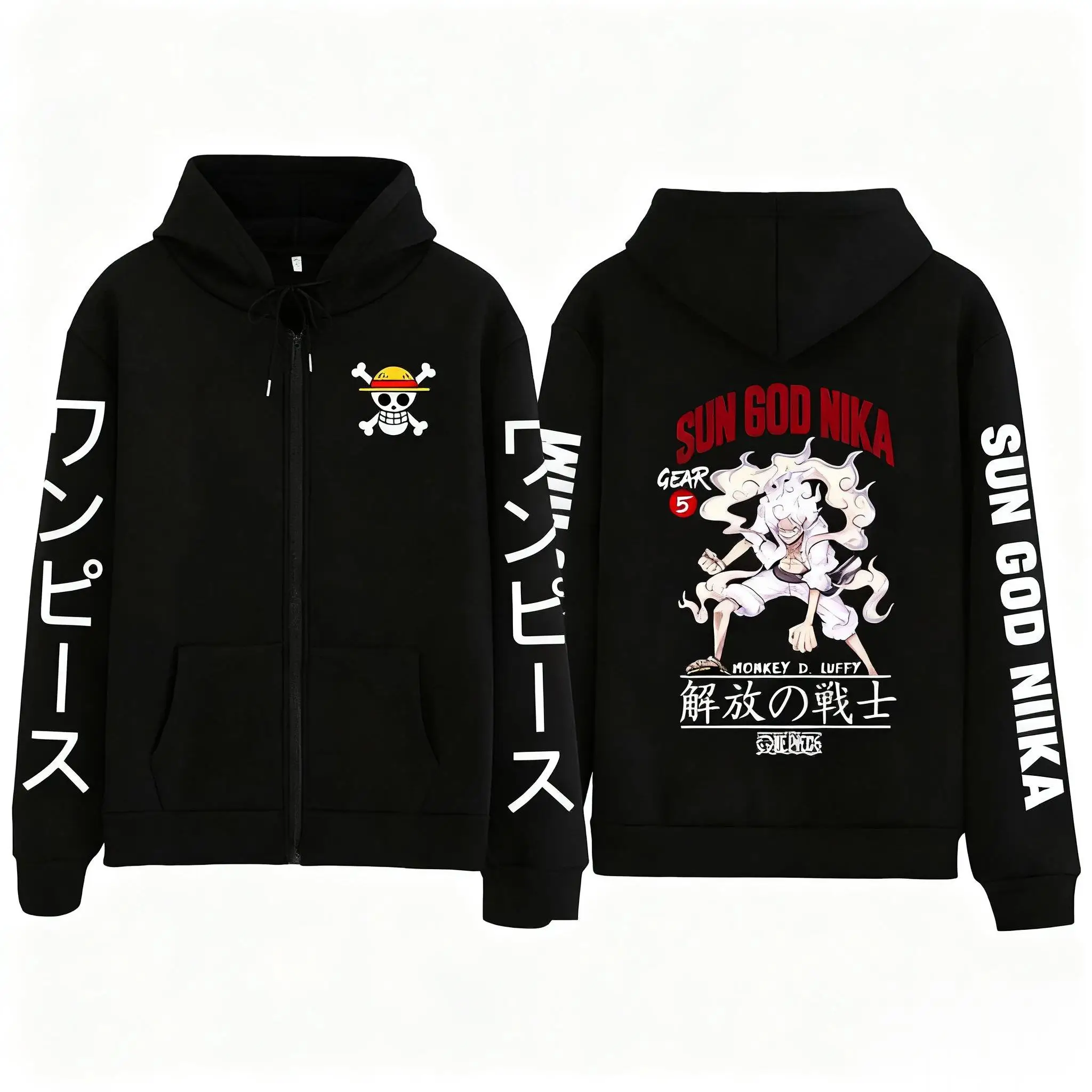 Unissex uma peça luffy anime jaqueta com capuz das mulheres dos homens zip up moletom outono inverno moda impressão gráfica streetwear casual topo
