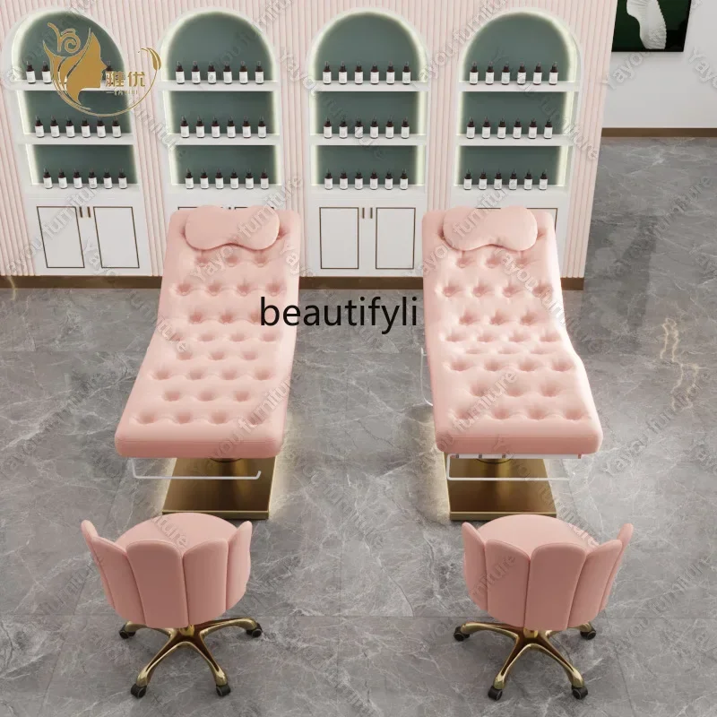 

D 0, электрическая косметическая кровать, салон красоты, массажный диван с золотой базой, медицинская красота, кровать для татуировки ресниц на лице