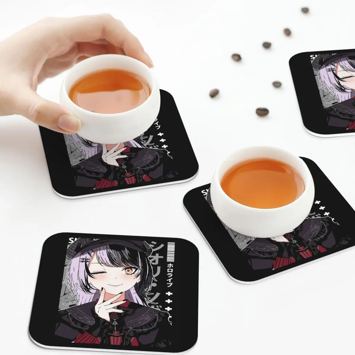 Shiori Novella con posavasos para sombreros, manteles individuales de cuero, aislamiento antideslizante, alfombrillas de café para el hogar, cocina, comedor, juego de 4