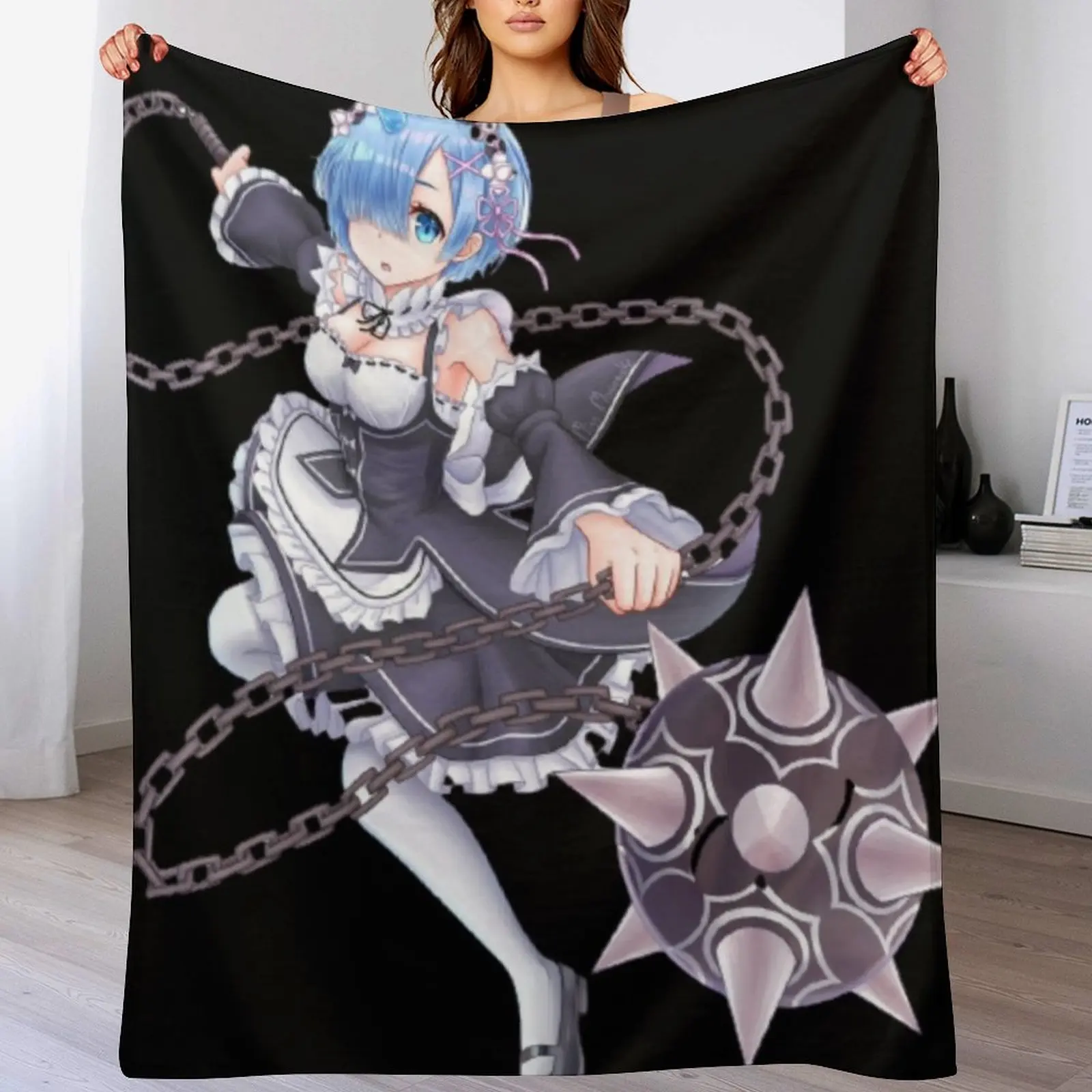 Rem ( re zero ) Throw Blanket Soft Plaid Cute Blankets