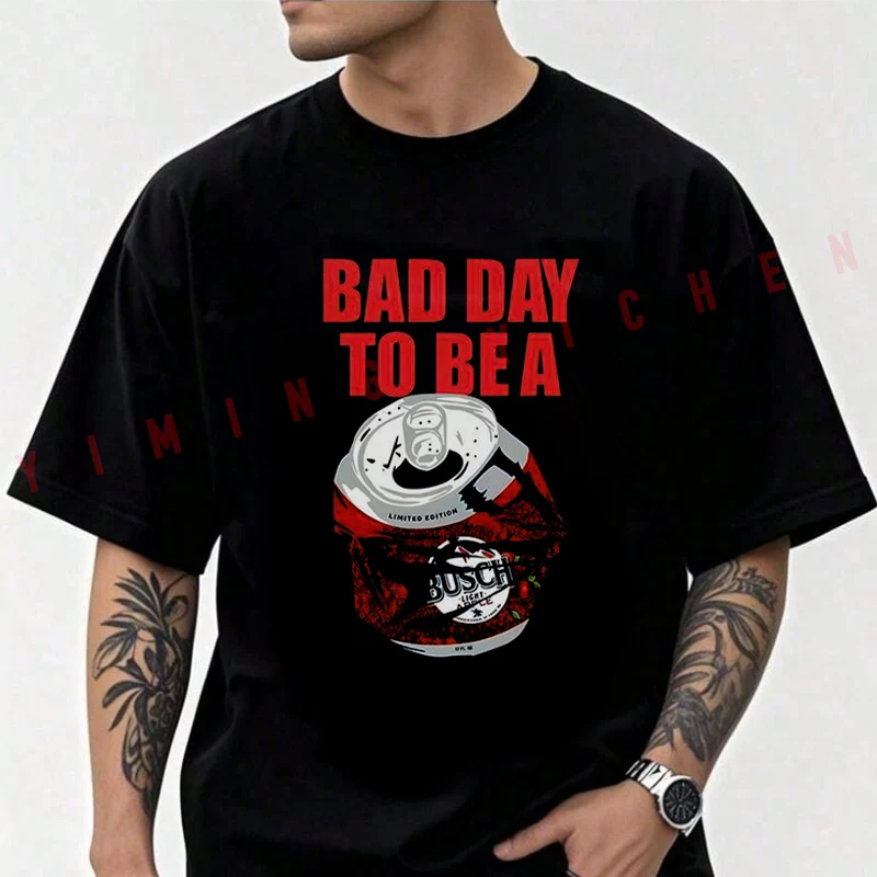 

Busch Light Apple - BAD DAY TO BE A Graphic Moto Cotton T-shirt Men Short Sleeved Casual Round Neck Unisex Tops Tee
