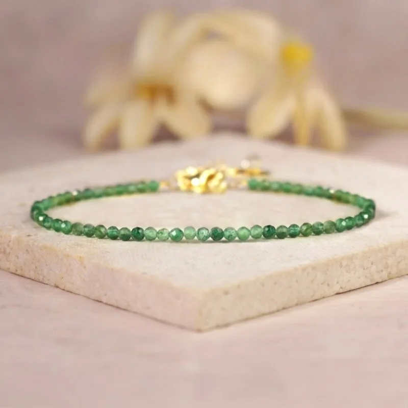 Emerald exquisite bracelet, natural emerald stone bracelet, May birth Stone Heart Wheel gift