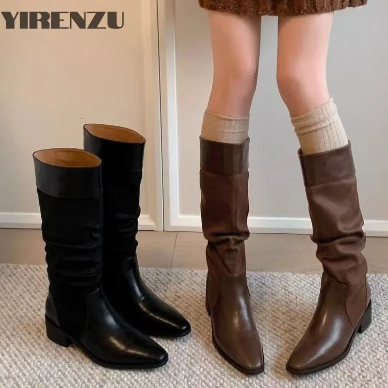 

Женские высокие сапоги на каблуке с острым носком, зимняя элегантная обувь в стиле ретро, дизайнерская модная женская обувь Botas, трендовое платье 2025 года, Zapatillas, женские