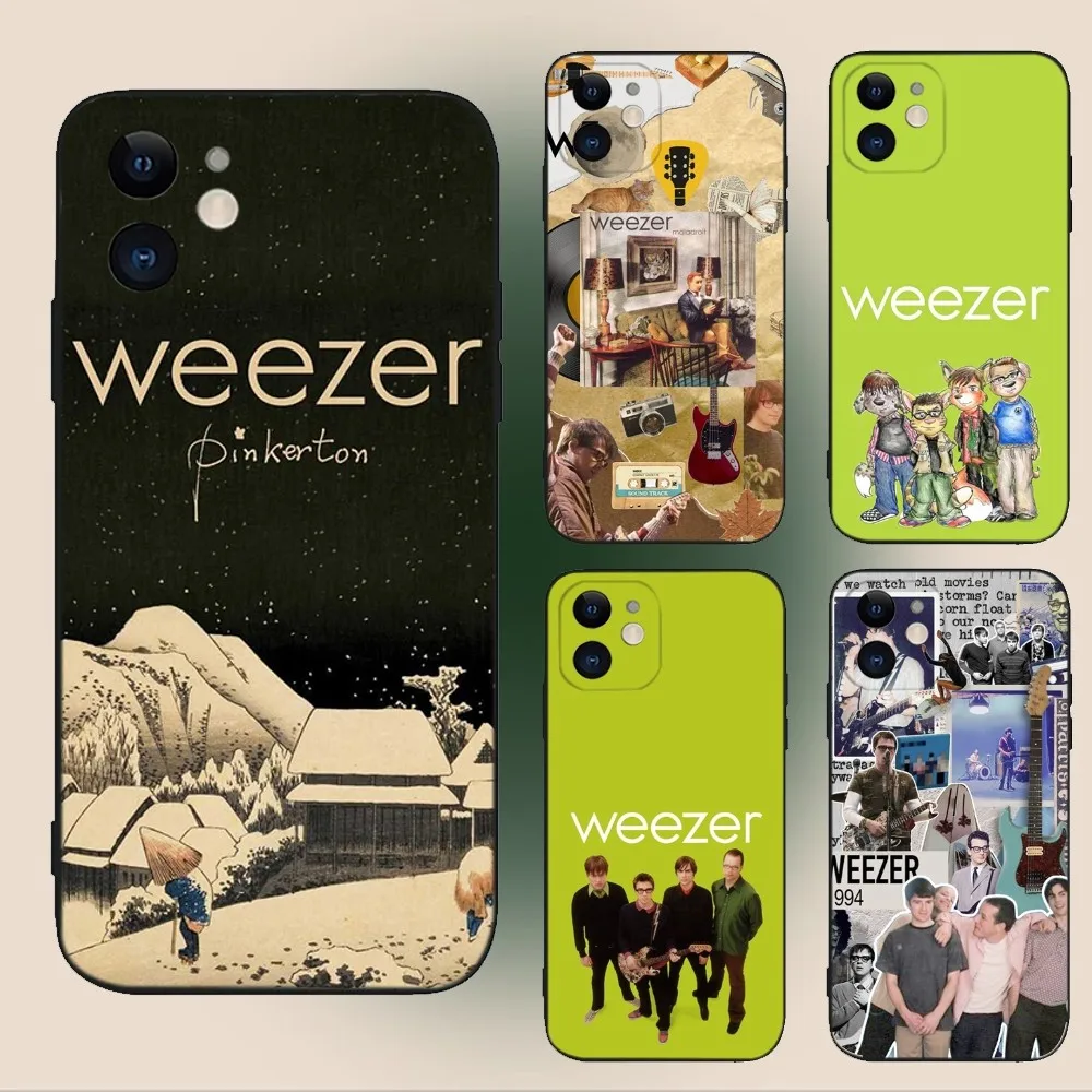 W-Weezer Band  Phone Case For iPhone 15,14,13,12,11,Plus,Pro Max,XS,X,XR,SE,Mini,8,7 Soft Silicone Black Cover