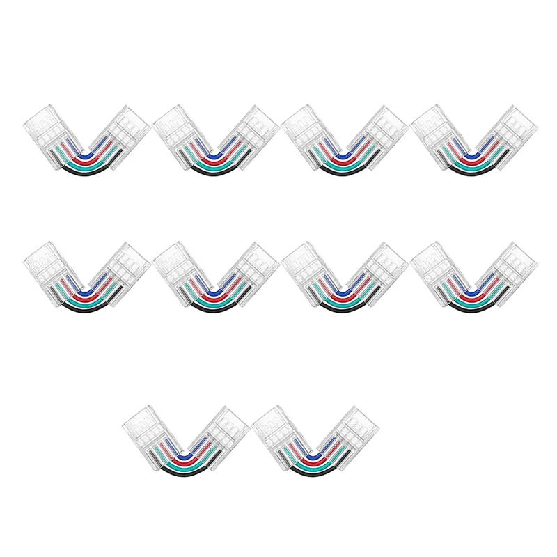 

AB41-10 Pcs Light Bar Connector Colorful Lights With 90° Corner Solderless Connectors For 5050 RGB LED Strip