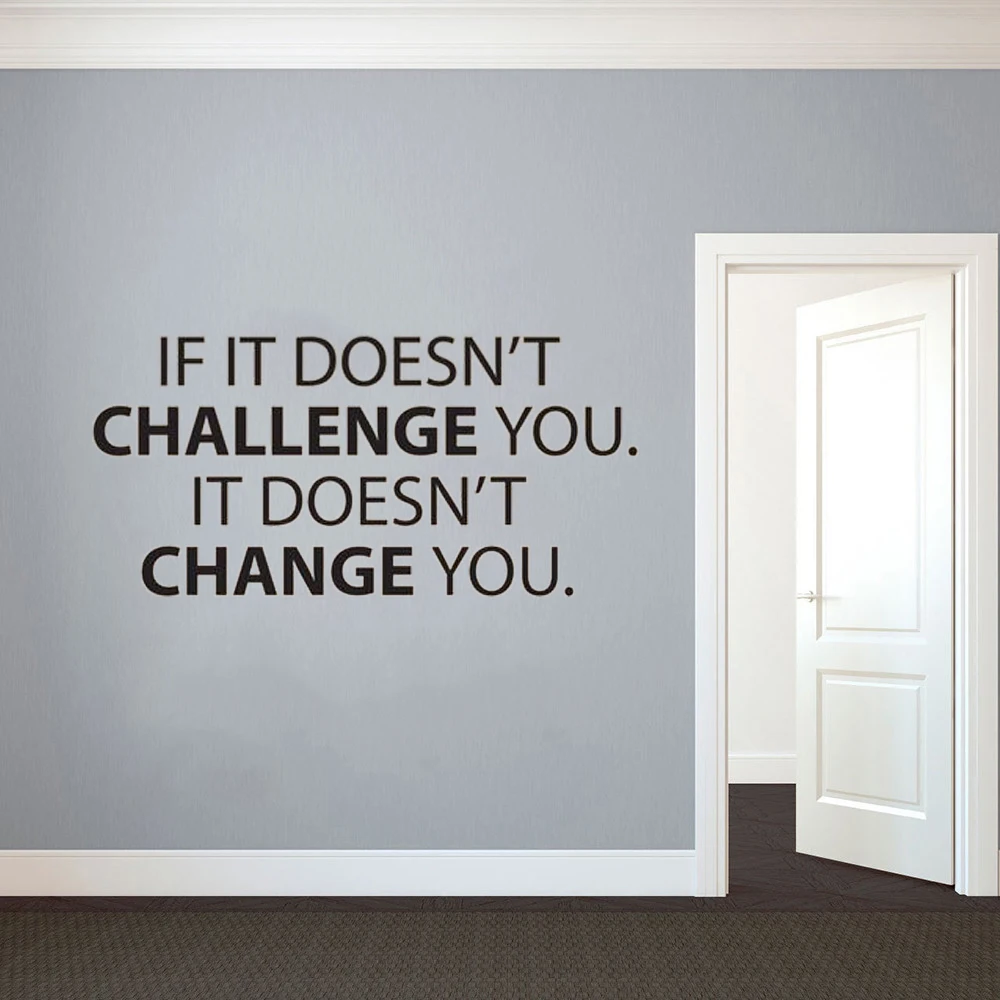 Doesn'T Challenge You Doesn'T Change You Fitness Quotes Wall Stickers Gym Wall Decals Fitness Sports Room Decor Art Murals