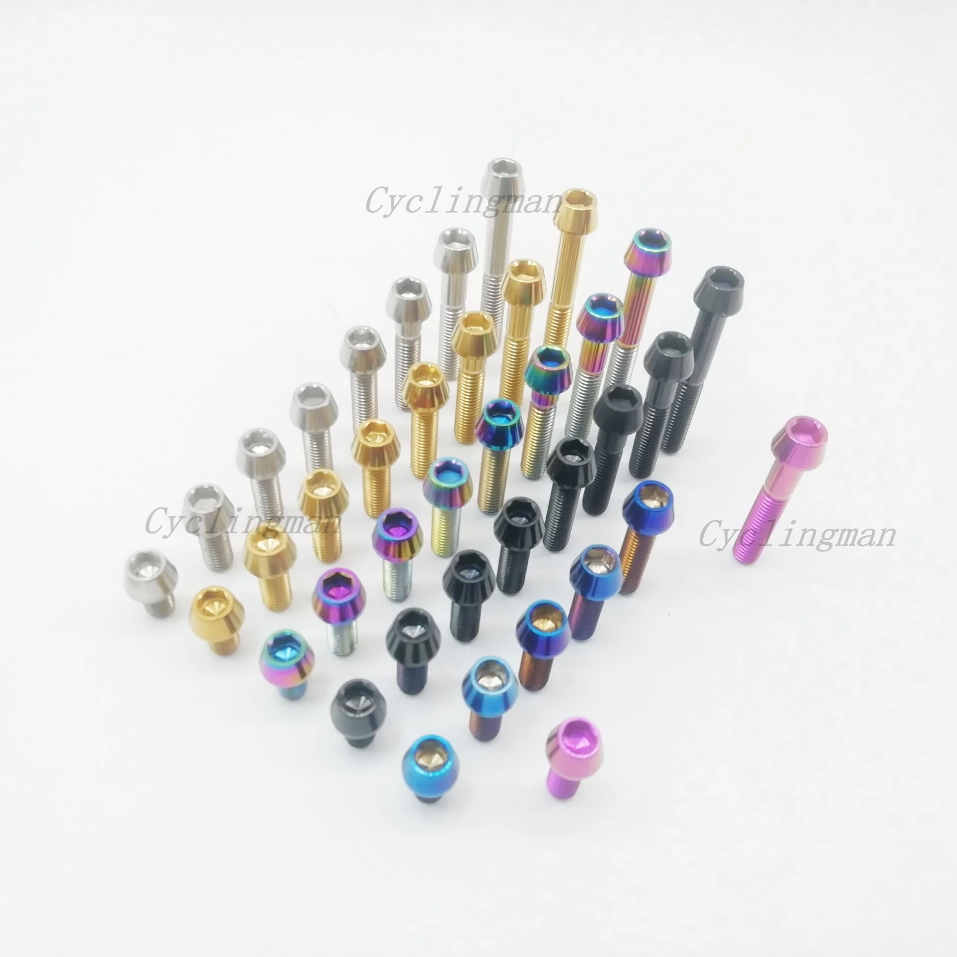 Cyclingman-pernos Ti de titanio M6x10 16 18 20 25 30 35 45mm, tornillo Allen hexagonal cónico para tija de sillín de bicicleta de montaña/carretera, freno de auriculares