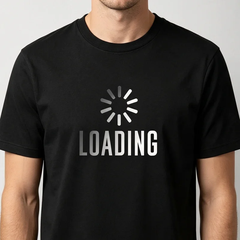 LOADING Spinning Loading Icon Graphic T-shirt Men Retro Computer Geek Tee Programmer Tech Lover Casual Street Style Cotton