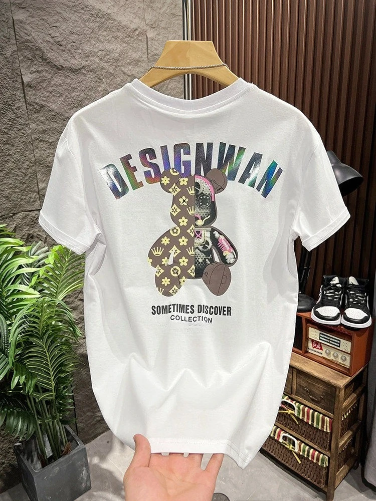 

Men's Cotton T-shirt Men's and Women's Universal All-match Cotton Round Neck Y2K Retro Trend Pattern Printed Short Sleeve
