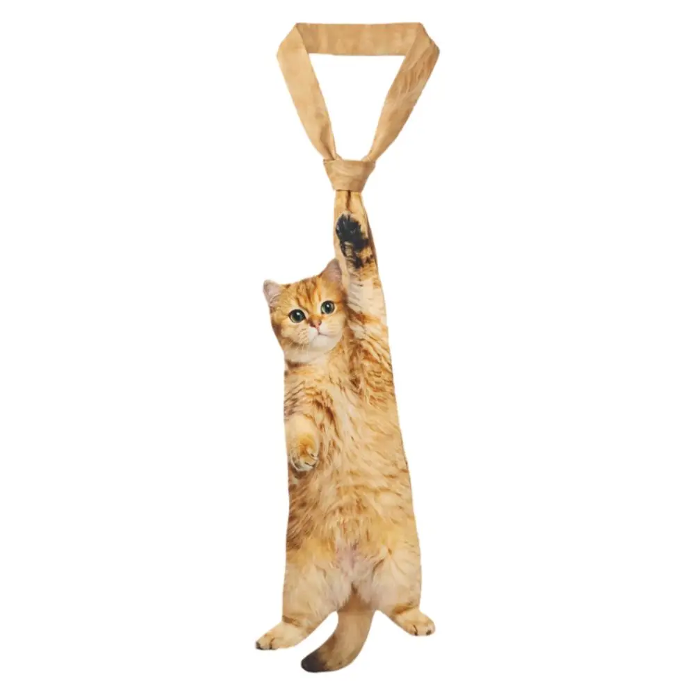 3D Cat Cat-shaped Unisex's Tie Novelty Lifelike Kitten Necktie Animal Pattern Satin Fabric Creative Neck Tie For Party Wedding
