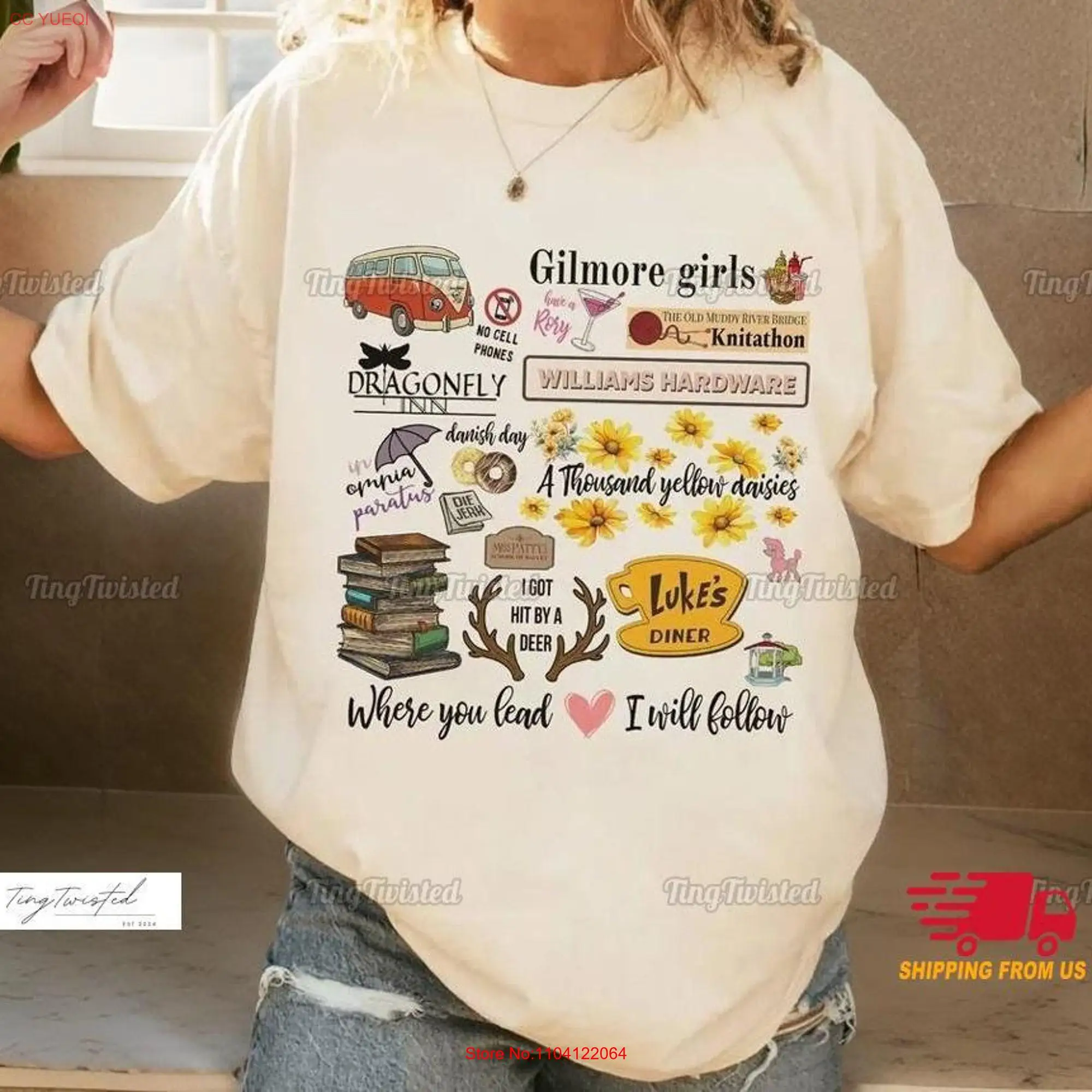 Star Hollow Gilmore Girls T Shirt Lukes Dinner Dragonfly Retro Girl TV Show Fans Series long or short sleeves