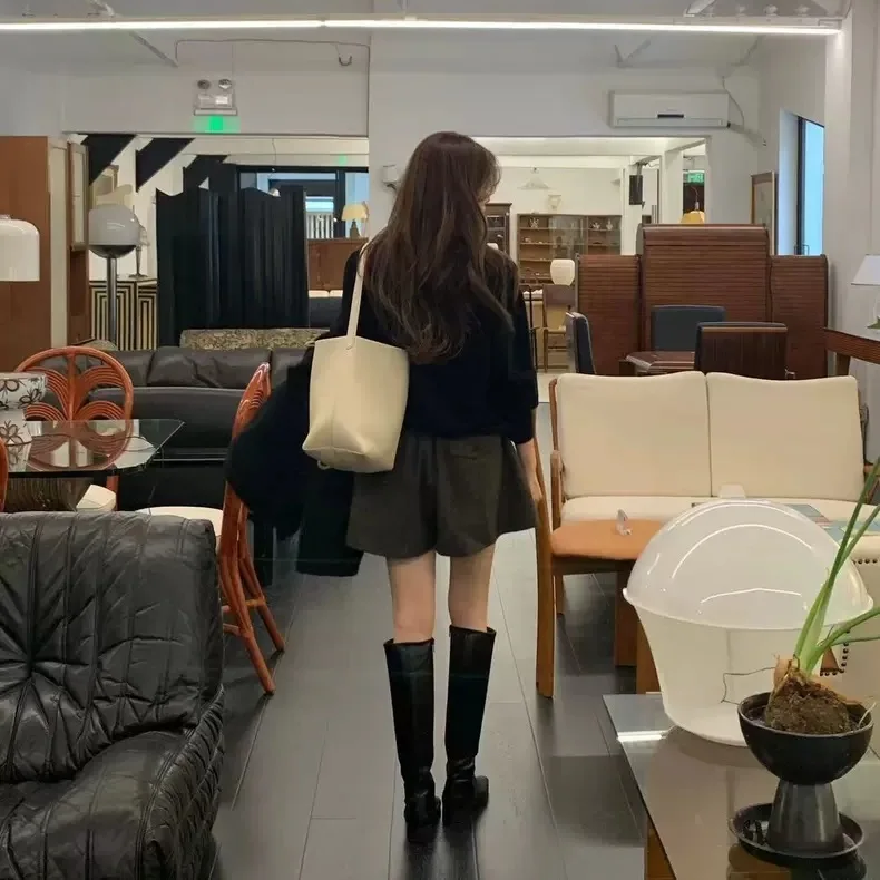 Loose Plaid Woolen orts Spring Autumn High Waist Elastic Waist Floral Print Versatile Korean Sle Ladies Casual Pants