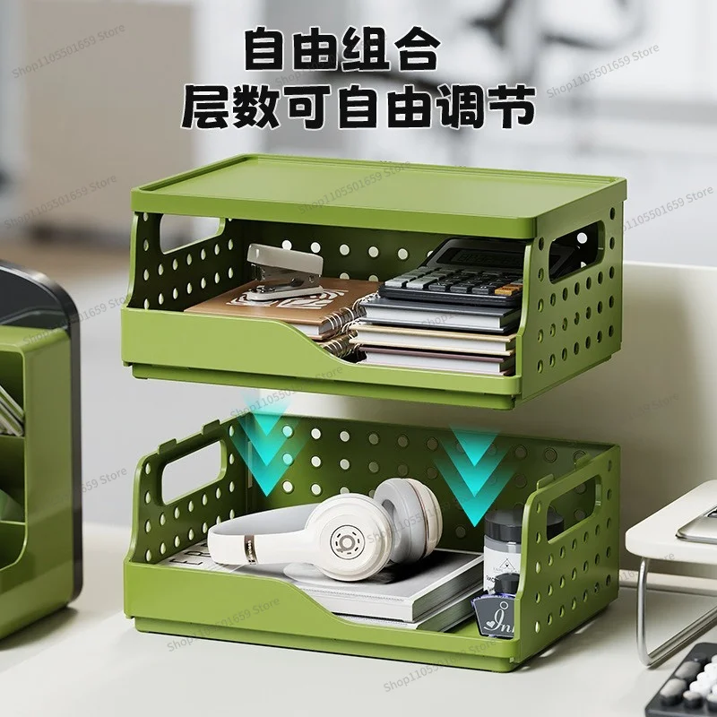 For Storage Basket Desktop Snack Beverage Rack Office Workstation A4 Stationery Storage Rack Dormitory Sundries Storage Box