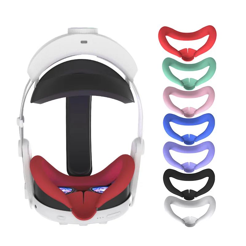 Silicone Mask Face Cushion Sweatproof VR Face Cover Lightproof Mask Face Pad Washable Replacement for Meta Quest 3 Accessories