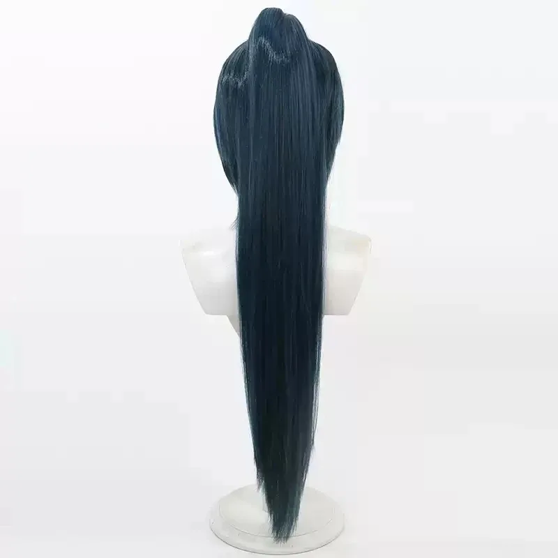 

New Genshin Impact Kaeya Cosplay Wig 90cm Long Straight Mixed Blue Ponytail Cos Wig Heat Resistant With Free Wig Cap GWSD5FF2025