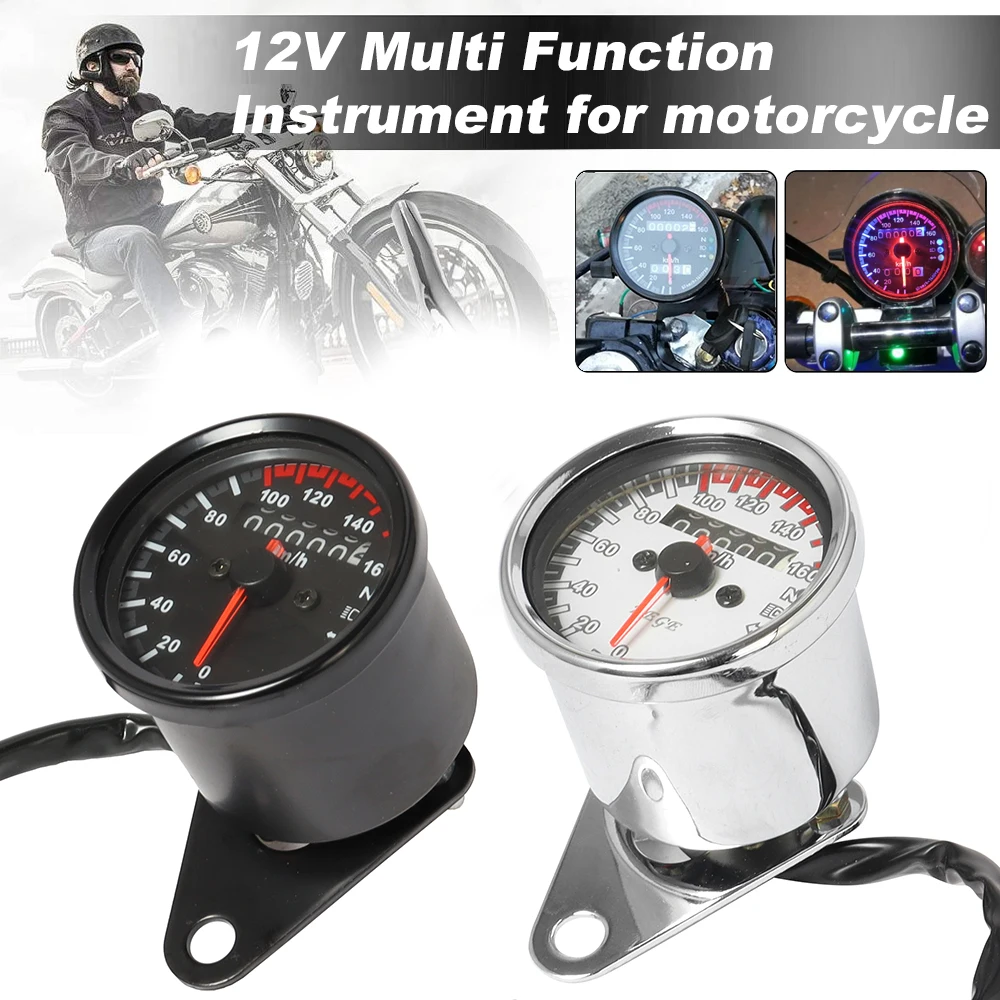 Universal Motorcycle Odometer Speedometer Gauge for Harley Bobber Chopper Cafe